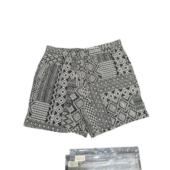 Draft Robert Louis Black & White w/Geometric Print Pull-On Casual Shorts Women's - Picture 1 of 4